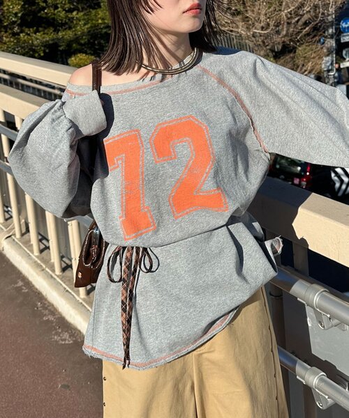 CIAOPANIC（チャオパニック）の「【新色追加】チョーカーSETナンバリングラグランスウェット（Tシャツ/カットソー・レディース・アイボリー/ブラック/ネイビー/グレー/レッド・ONE SIZE）」の10枚目の写真