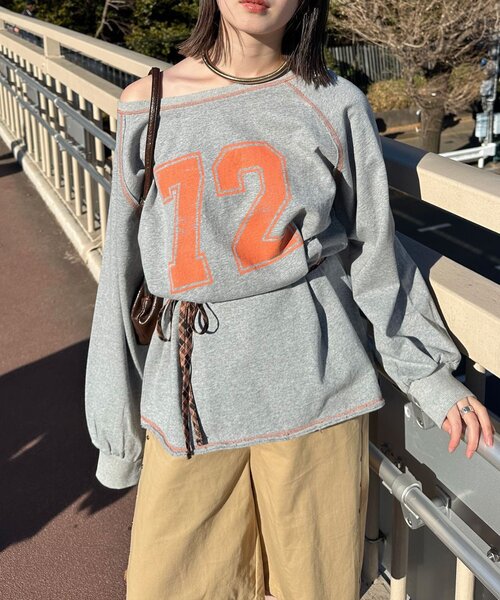 CIAOPANIC（チャオパニック）の「【新色追加】チョーカーSETナンバリングラグランスウェット（Tシャツ/カットソー・レディース・アイボリー/ブラック/ネイビー/グレー/レッド・ONE SIZE）」の11枚目の写真