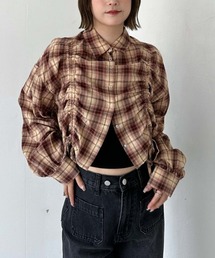 チェックショートドロストシャツ