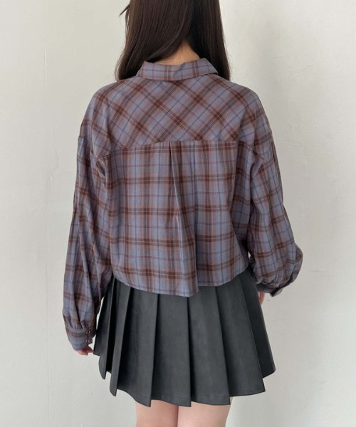 archives（アルシーヴ）の「チェックショートドロストシャツ（シャツ/ブラウス・レディース・ブラック/ブラウン/ブルー・MEDIUM）」の7枚目の写真