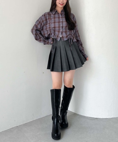 archives（アルシーヴ）の「チェックショートドロストシャツ（シャツ/ブラウス・レディース・ブラック/ブラウン/ブルー・MEDIUM）」の9枚目の写真