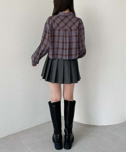 archives（アルシーヴ）の「チェックショートドロストシャツ（シャツ/ブラウス・レディース・ブラック/ブラウン/ブルー・MEDIUM）」の11枚目の写真