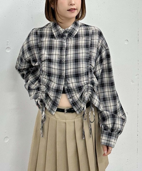 archives（アルシーヴ）の「チェックショートドロストシャツ（シャツ/ブラウス・レディース・ブラック/ブラウン/ブルー・MEDIUM）」の13枚目の写真