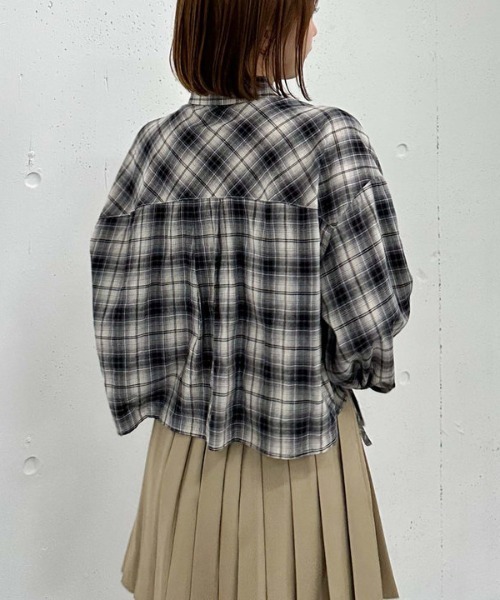 archives（アルシーヴ）の「チェックショートドロストシャツ（シャツ/ブラウス・レディース・ブラック/ブラウン/ブルー・MEDIUM）」の14枚目の写真