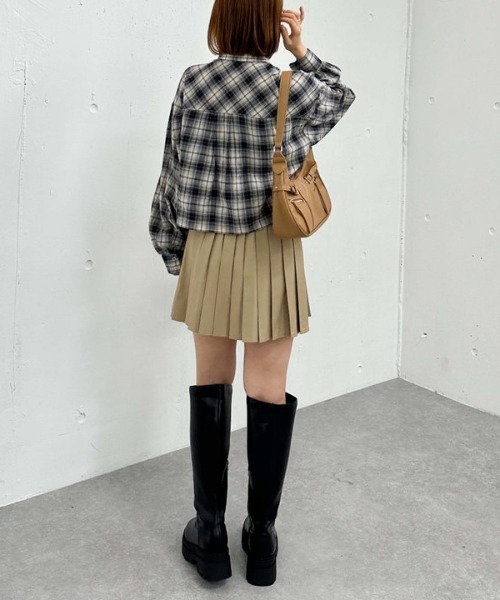 archives（アルシーヴ）の「チェックショートドロストシャツ（シャツ/ブラウス・レディース・ブラック/ブラウン/ブルー・MEDIUM）」の18枚目の写真