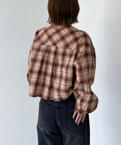 archives（アルシーヴ）の「チェックショートドロストシャツ（シャツ/ブラウス・レディース・ブラック/ブラウン/ブルー・MEDIUM）」の22枚目の写真