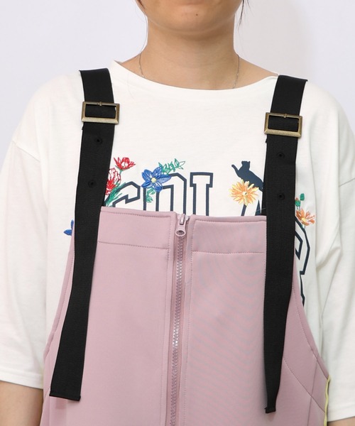 153622：花柄刺繍ジャージワンピース（ジャンパースカート