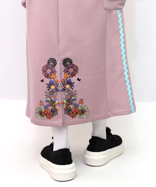 ＊スカラー　153622：花柄刺繍ジャージワンピース 153622：花柄刺繍ジャージワンピースの通販-ScoLar