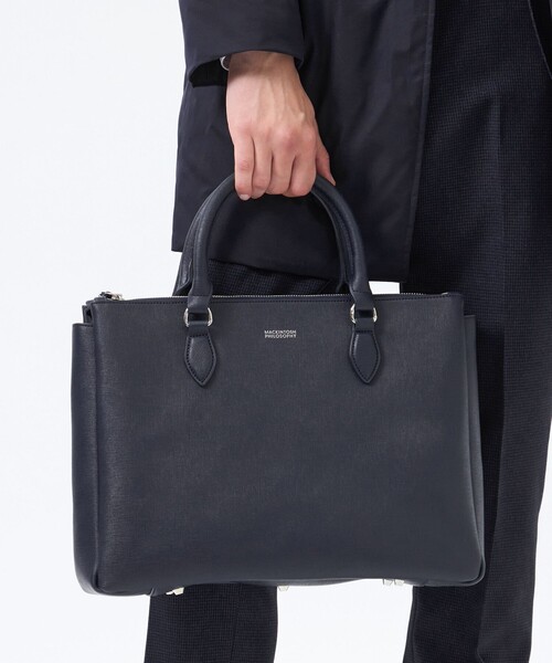 MACKINTOSH PHILOSOPHY（ﾏｯｷﾝﾄｯｼｭ ﾌｨﾛｿﾌｨｰ）の「サフィアーノレザー ブリーフトート（ビジネスバッグ・メンズ・ダークネイビー/ブラック・FREE）」の4枚目の写真
