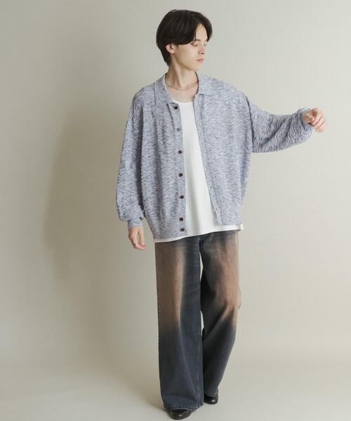SENSE OF PLACE by URBAN RESEARCH(センスオブプレイスバイアーバンリサーチ)の「ミックスニットカーディガン(カーディガン/ボレロ・メンズ・ブルー/ブラウン・MEDIUM/LARGE)」の3枚目の写真