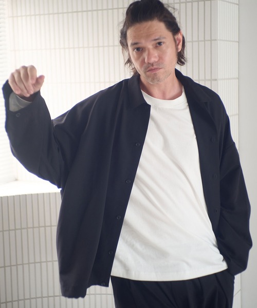 ADAM PATEK（アダムパテック）の「ms6230-rounded over shirt シャツ(AP2525004)（シャツ/ブラウス・メンズ・ブラック/ブラウン/ダークグレー・1/2）」の2枚目の写真