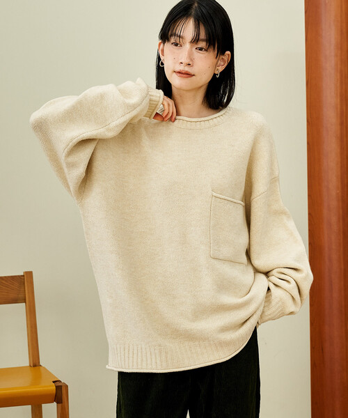 FREAK'S STORE(フリークスストア)の「ポケット付き ニットプルオーバー【限定展開】(ニット/セーター・レディース・ピンク/オフホワイト/グレー/ブラック・フリ-)」の10枚目の写真