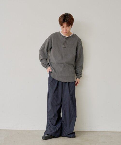 WHIMSIC（ウィムジック）の「【WHIMSIC】サーマル ヘンリーネックTシャツ（Tシャツ/カットソー・レディース・チャコールグレー/ホワイト・FREE）」の22枚目の写真