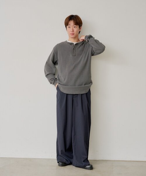 WHIMSIC（ウィムジック）の「【WHIMSIC】サーマル ヘンリーネックTシャツ（Tシャツ/カットソー・レディース・チャコールグレー/ホワイト・FREE）」の20枚目の写真