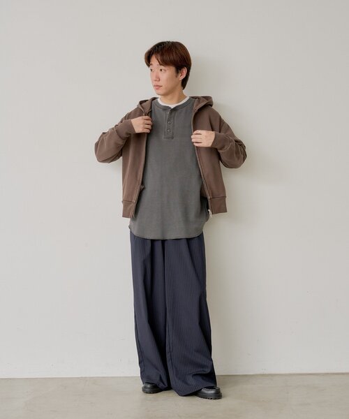 WHIMSIC（ウィムジック）の「【WHIMSIC】サーマル ヘンリーネックTシャツ（Tシャツ/カットソー・レディース・チャコールグレー/ホワイト・FREE）」の19枚目の写真