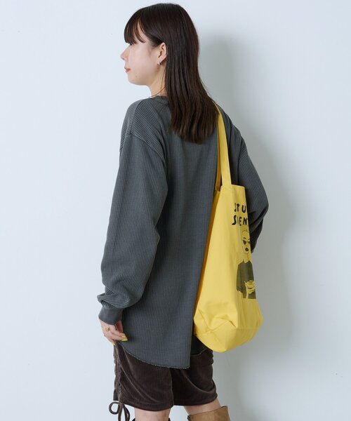 WHIMSIC（ウィムジック）の「【WHIMSIC】サーマル ヘンリーネックTシャツ（Tシャツ/カットソー・レディース・チャコールグレー/ホワイト・FREE）」の10枚目の写真