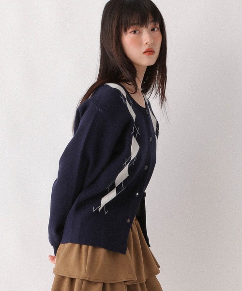 セール】アーガイルニットカーディガン 589915（カーディガン/ボレロ