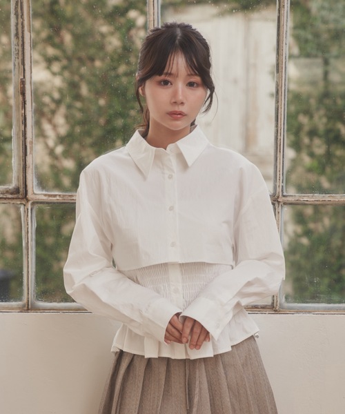 M DOLLY(エムドリー)の「natura shirt set tops/ナトゥーラシャツセットトップス(シャツ/ブラウス・レディース・ホワイト/ブルー・S/M)」の2枚目の写真