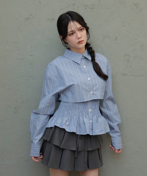 M DOLLY(エムドリー)の「natura shirt set tops/ナトゥーラシャツセットトップス(シャツ/ブラウス・レディース・ホワイト/ブルー・S/M)」の8枚目の写真