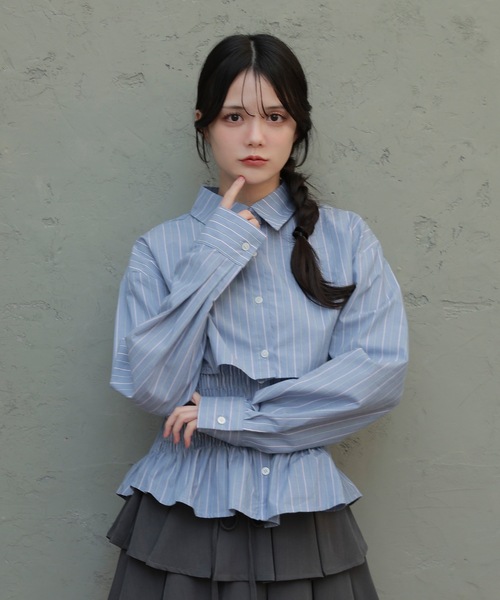 M DOLLY(エムドリー)の「natura shirt set tops/ナトゥーラシャツセットトップス(シャツ/ブラウス・レディース・ホワイト/ブルー・S/M)」の9枚目の写真