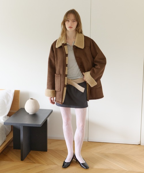 GIUNON（ジウノン）の「back frill mini skirt / バックフリルミニスカート（スカート・レディース・グレー/ブラック・FREE）」の10枚目の写真