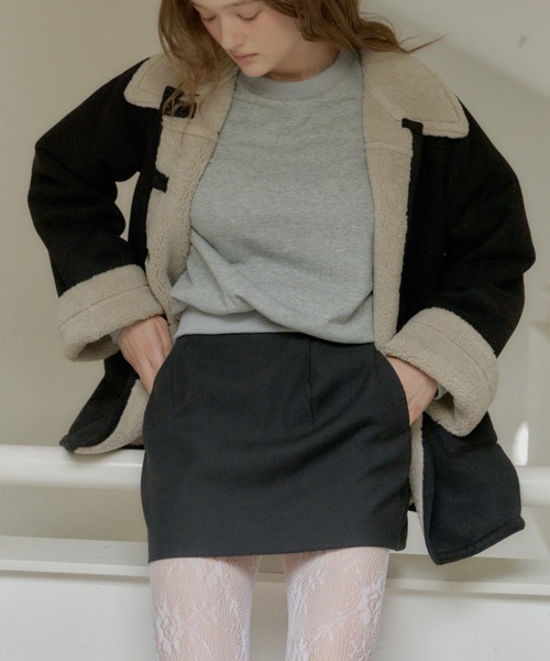 GIUNON（ジウノン）の「back frill mini skirt / バックフリルミニスカート（スカート・レディース・グレー/ブラック・FREE）」の13枚目の写真