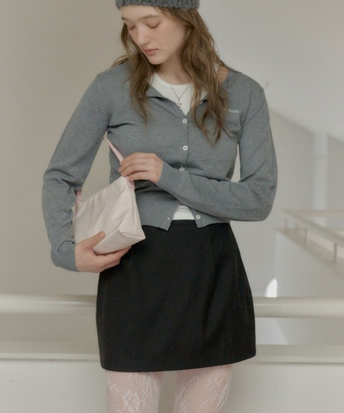 GIUNON（ジウノン）の「back frill mini skirt / バックフリルミニスカート（スカート・レディース・グレー/ブラック・FREE）」の3枚目の写真