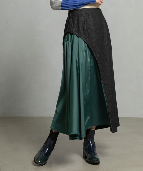 MARECHAL TERRE（マルシャルテル）の「コンビネーションアシンメトリースカート（スカート・レディース・ブラック系その他/チャコールグレー/ブラック/インディゴブルー・MEDIUM）」の2枚目の写真