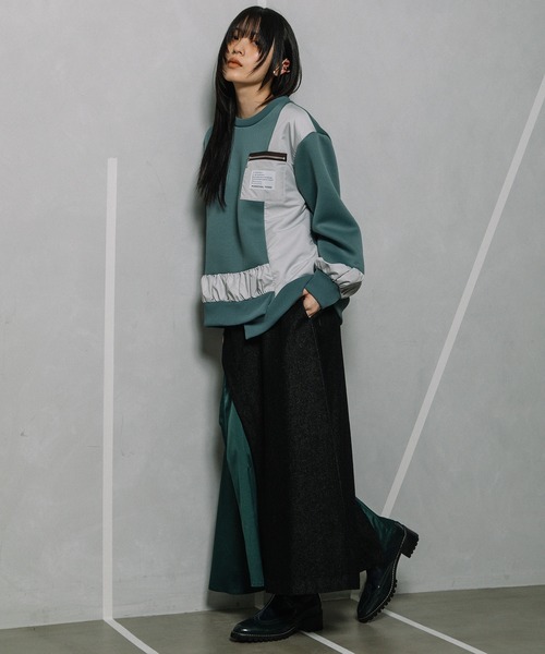 MARECHAL TERRE（マルシャルテル）の「コンビネーションアシンメトリースカート（スカート・レディース・ブラック系その他/チャコールグレー/ブラック/インディゴブルー・MEDIUM）」の6枚目の写真