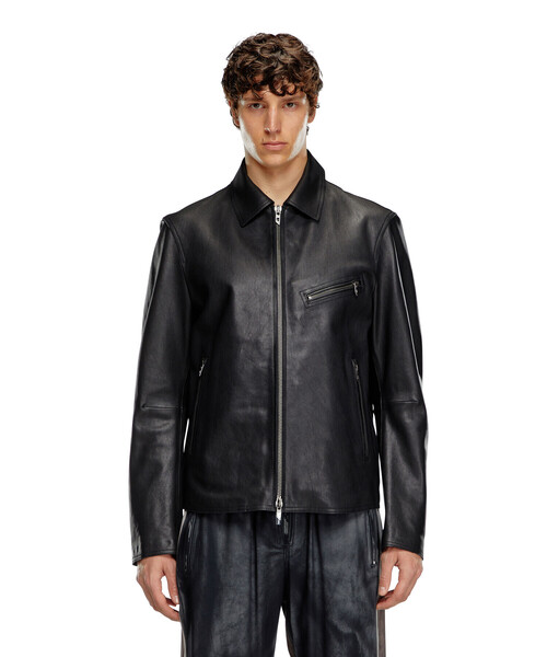 DIESEL(ディーゼル)の「メンズ レザージャケット L-KORN-A(ライダースジャケット・メンズ・ブラック・48/46/50/52/44)」の4枚目の写真