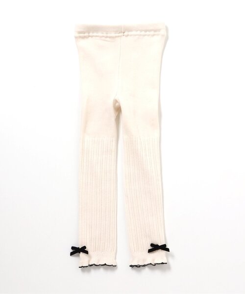 apres les cours(アプレレクール)の「【ジュニア対応】裾リボンレギンス(レギンス/スパッツ・キッズ・ブラック/アイボリー/エメラルド/グレー・90/140/120/110/100)」の1枚目の写真