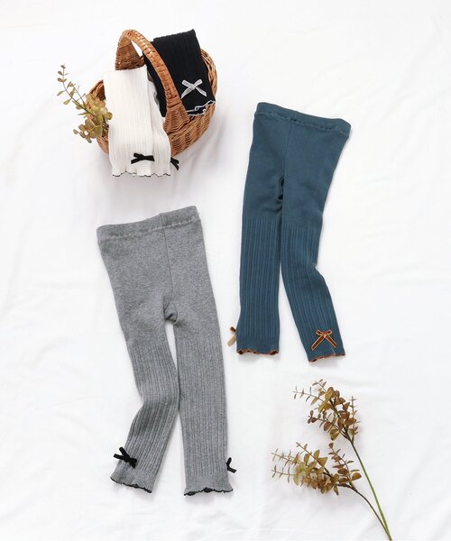 apres les cours(アプレレクール)の「【ジュニア対応】裾リボンレギンス(レギンス/スパッツ・キッズ・ブラック/アイボリー/エメラルド/グレー・90/140/120/110/100)」の9枚目の写真