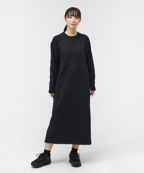 UNDER ARMOUR（アンダーアーマー）の「【別注】アンダーアーマー  UAライバルフリース ドレス 限定コラボ（ワンピース・レディース・ブラック/ベージュ・S/M/L/XL）」の2枚目の写真