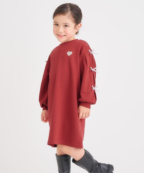 apres les cours（アプレレクール）の「【WEB限定/ジュニア対応】袖リボンワンピース（ワンピース・キッズ・アイボリー/サックスブルー/グレー/レッド・80/90/100/110/120/130/140）」の4枚目の写真