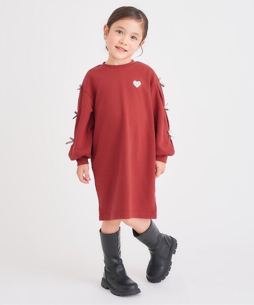 apres les cours（アプレレクール）の「【WEB限定/ジュニア対応】袖リボンワンピース（ワンピース・キッズ・アイボリー/サックスブルー/グレー/レッド・80/90/100/110/120/130/140）」の7枚目の写真