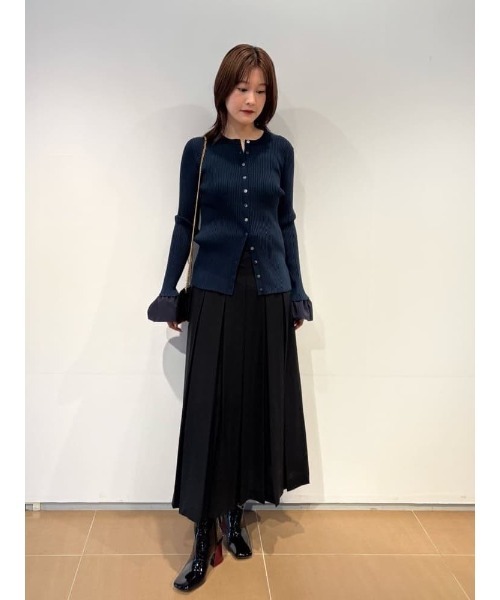 ESTNATION（エストネーション）の「ESTNATION / シュシュコンビ アイレットリブニット（カーディガン/ボレロ・レディース・オフホワイト/ライトブルー/ネイビー・FREE）」の11枚目の写真