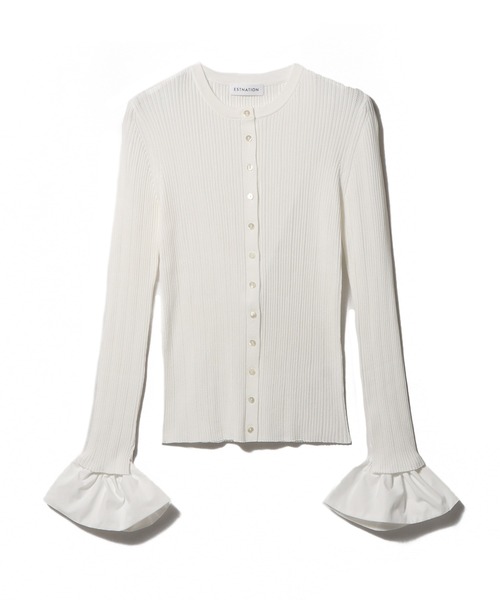 ESTNATION（エストネーション）の「ESTNATION / シュシュコンビ アイレットリブニット（カーディガン/ボレロ・レディース・オフホワイト/ライトブルー/ネイビー・FREE）」の19枚目の写真