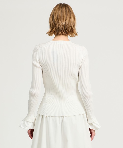 ESTNATION（エストネーション）の「ESTNATION / シュシュコンビ アイレットリブニット（カーディガン/ボレロ・レディース・オフホワイト/ライトブルー/ネイビー・FREE）」の16枚目の写真