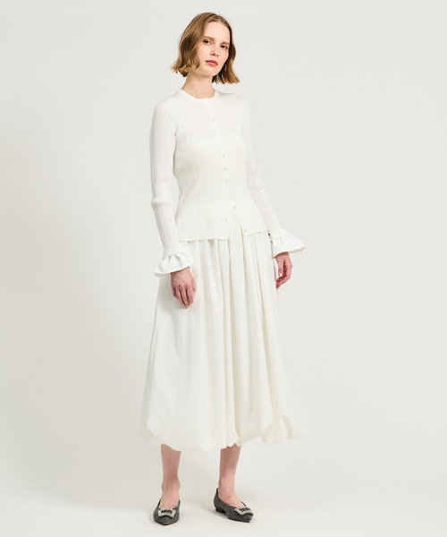 ESTNATION（エストネーション）の「ESTNATION / シュシュコンビ アイレットリブニット（カーディガン/ボレロ・レディース・オフホワイト/ライトブルー/ネイビー・FREE）」の18枚目の写真