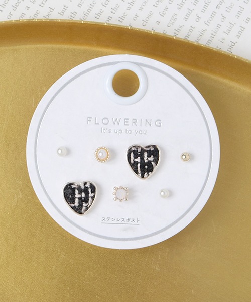 Flowering（フラワーリング）の「ガーリー/リボン/ハート/星座/セットピアス（ピアス（両耳用）・レディース・ゴールド/ピンク/ブラック系1/レッド/ゴールド系2/シルバー系2/ゴールド系1/シルバー/ブラック/ピンクゴールド/シャンパン/シルバー系1・FREE）」の3枚目の写真