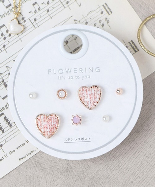 Flowering（フラワーリング）の「ガーリー/リボン/ハート/星座/セットピアス（ピアス（両耳用）・レディース・ゴールド/ピンク/ブラック系1/レッド/ゴールド系2/シルバー系2/ゴールド系1/シルバー/ブラック/ピンクゴールド/シャンパン/シルバー系1・FREE）」の4枚目の写真