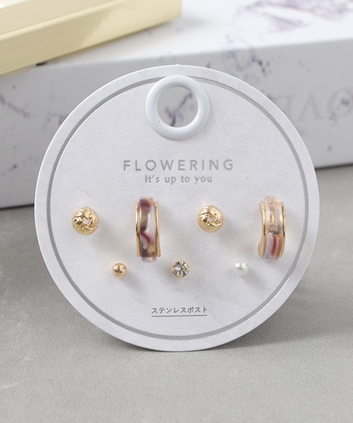 Flowering（フラワーリング）の「ガーリー/リボン/ハート/星座/セットピアス（ピアス（両耳用）・レディース・ゴールド/ピンク/ブラック系1/レッド/ゴールド系2/シルバー系2/ゴールド系1/シルバー/ブラック/ピンクゴールド/シャンパン/シルバー系1・FREE）」の9枚目の写真