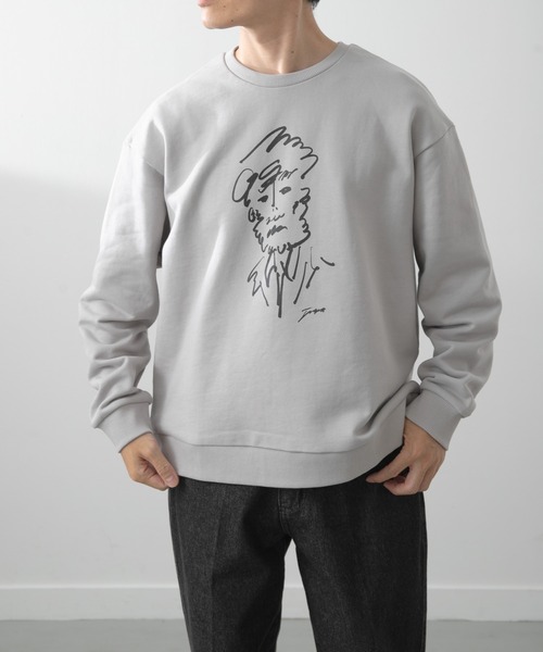 ITEMS URBANRESEARCH（アイテムズ アーバンリサーチ）の「フレンチアートプリントクルーネックスウェット（スウェット・メンズ・ホワイト/ホワイト系その他/グレー/グレー系その他・LARGE/MEDIUM）」の5枚目の写真