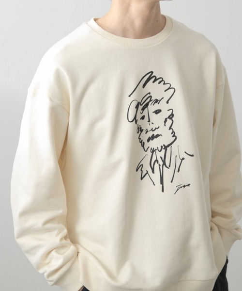 ITEMS URBANRESEARCH（アイテムズ アーバンリサーチ）の「フレンチアートプリントクルーネックスウェット（スウェット・メンズ・ホワイト/ホワイト系その他/グレー/グレー系その他・LARGE/MEDIUM）」の14枚目の写真