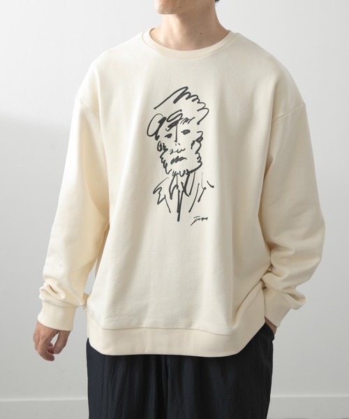 ITEMS URBANRESEARCH（アイテムズ アーバンリサーチ）の「フレンチアートプリントクルーネックスウェット（スウェット・メンズ・ホワイト/ホワイト系その他/グレー/グレー系その他・LARGE/MEDIUM）」の12枚目の写真