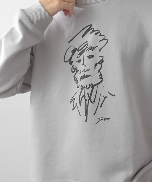 ITEMS URBANRESEARCH（アイテムズ アーバンリサーチ）の「フレンチアートプリントクルーネックスウェット（スウェット・メンズ・ホワイト/ホワイト系その他/グレー/グレー系その他・LARGE/MEDIUM）」の7枚目の写真