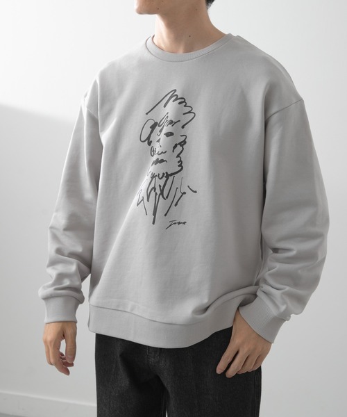 ITEMS URBANRESEARCH（アイテムズ アーバンリサーチ）の「フレンチアートプリントクルーネックスウェット（スウェット・メンズ・ホワイト/ホワイト系その他/グレー/グレー系その他・LARGE/MEDIUM）」の6枚目の写真