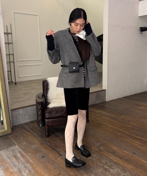 Audrey by FOXEY ベロア、 ハイウエスト ロングパンツ Audrey by FOXEY ベロア、 ハイウエスト ロングパンツ