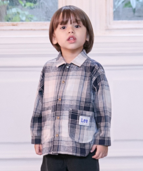 petit main（プティマイン）の「【Lee】デニム・チェックシャツ（シャツ/ブラウス・キッズ・カラフル/ブルー/ダークグレー・130cm/120cm/90cm/110cm/100cm/80ｃｍ）」の3枚目の写真