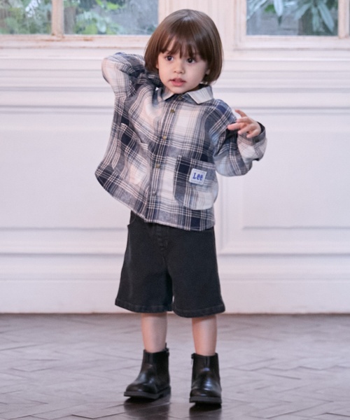 petit main（プティマイン）の「【Lee】デニム・チェックシャツ（シャツ/ブラウス・キッズ・カラフル/ブルー/ダークグレー・130cm/120cm/90cm/110cm/100cm/80ｃｍ）」の4枚目の写真